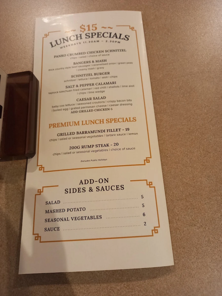 Menu, Haymarket Hotel