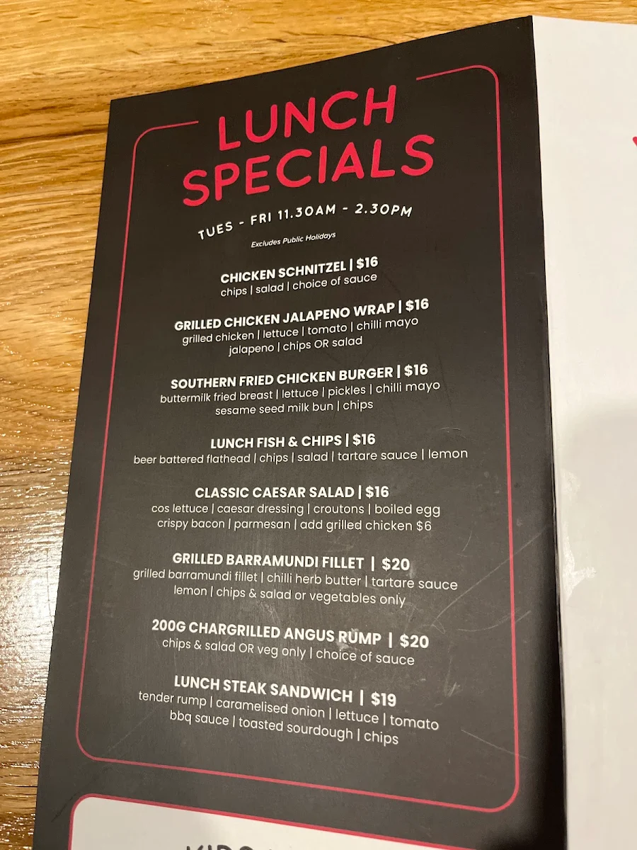 Menu, Haymarket Hotel