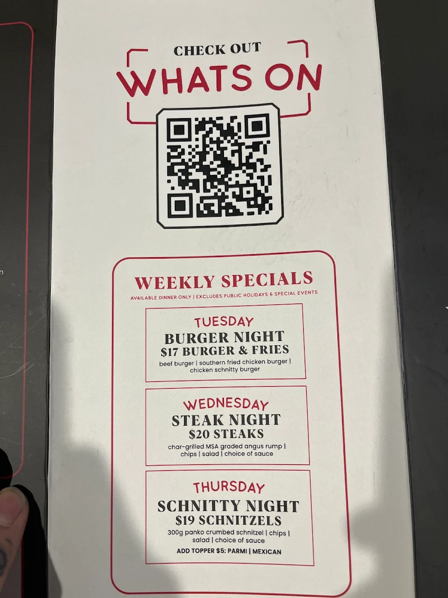 Menu, Haymarket Hotel