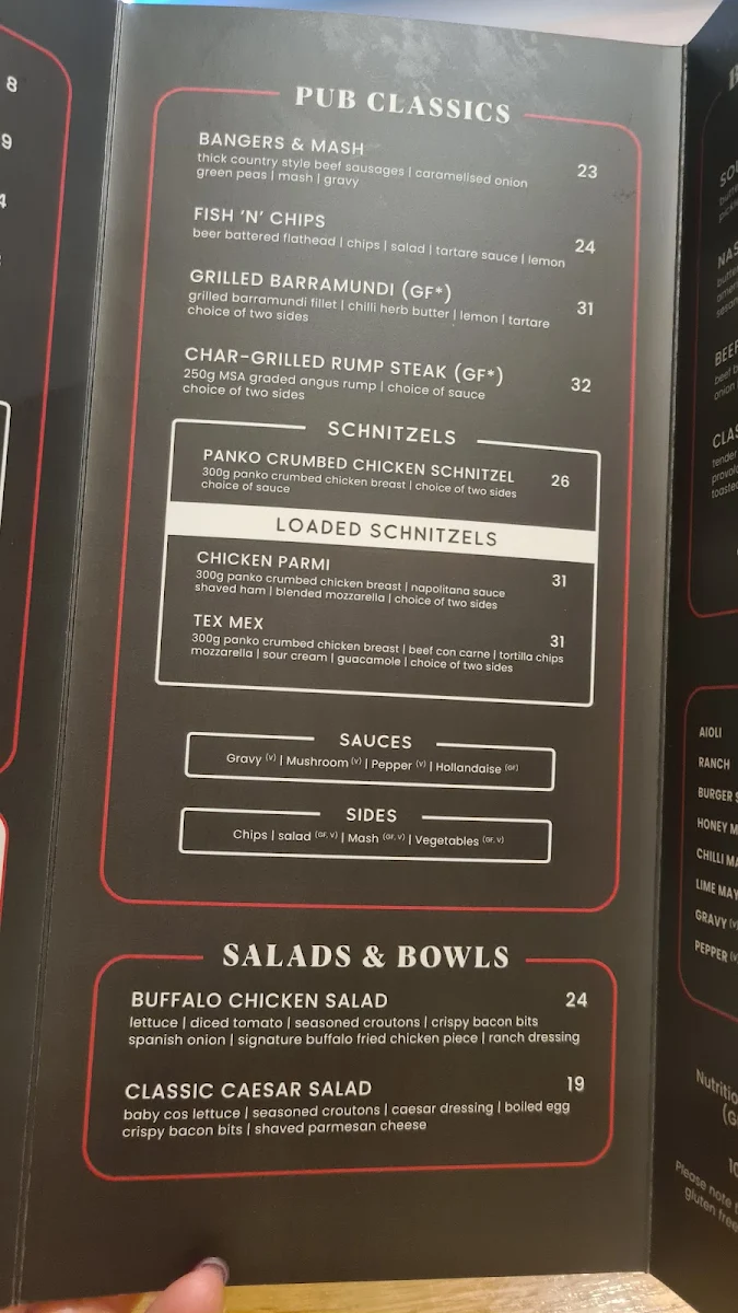 Menu, Haymarket Hotel