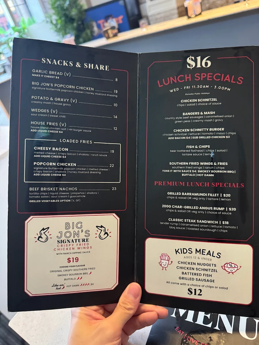 Menu, Haymarket Hotel