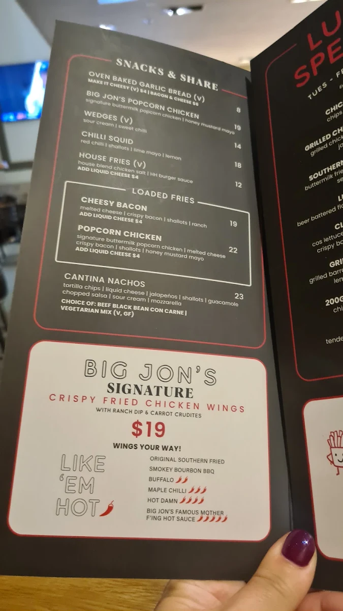 Menu, Haymarket Hotel
