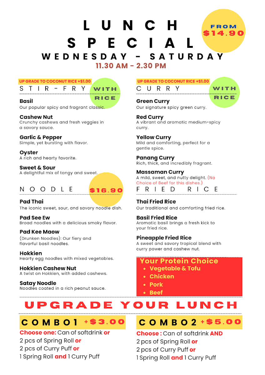 Menu, Thai pacificpine Restaurant