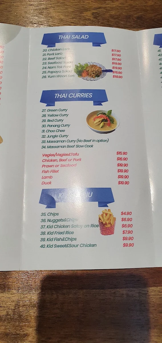 Menu, Thai pacificpine Restaurant