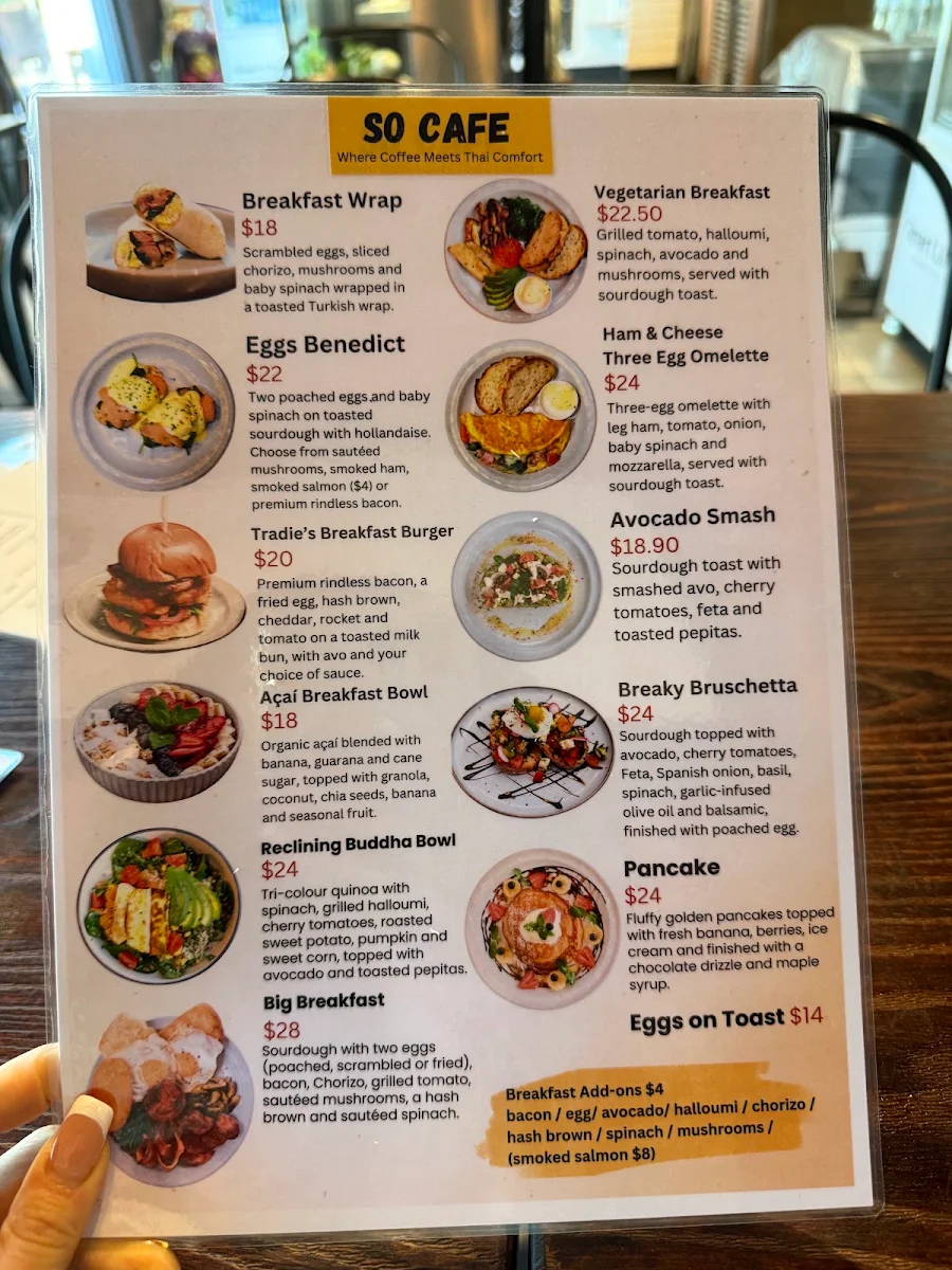 Menu, SO CAFE