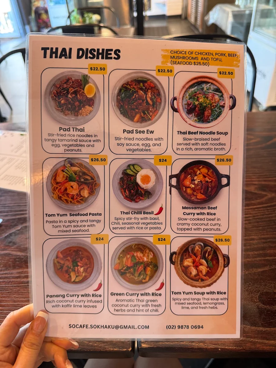Menu, SO CAFE
