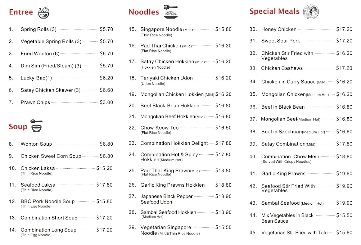 Menu, Meet Asian