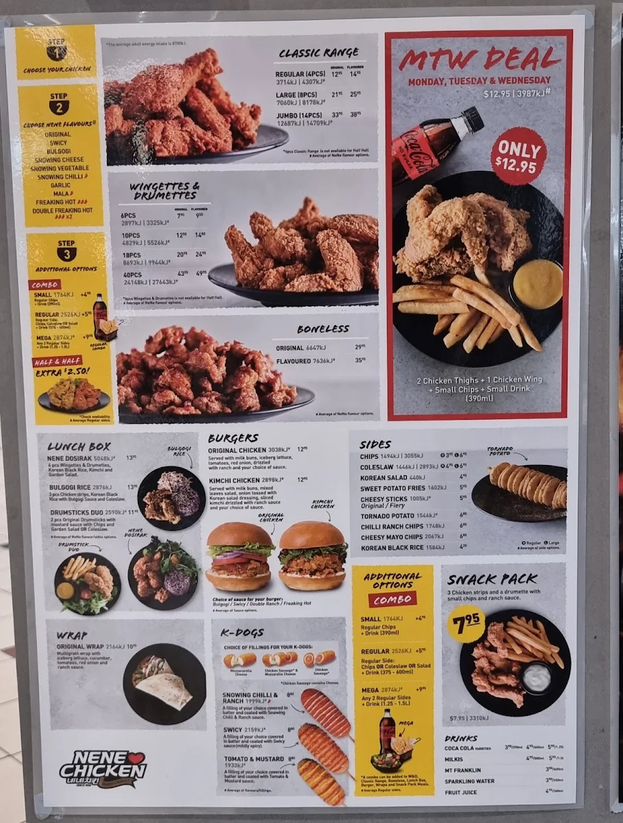 Menu, NeNe Chicken