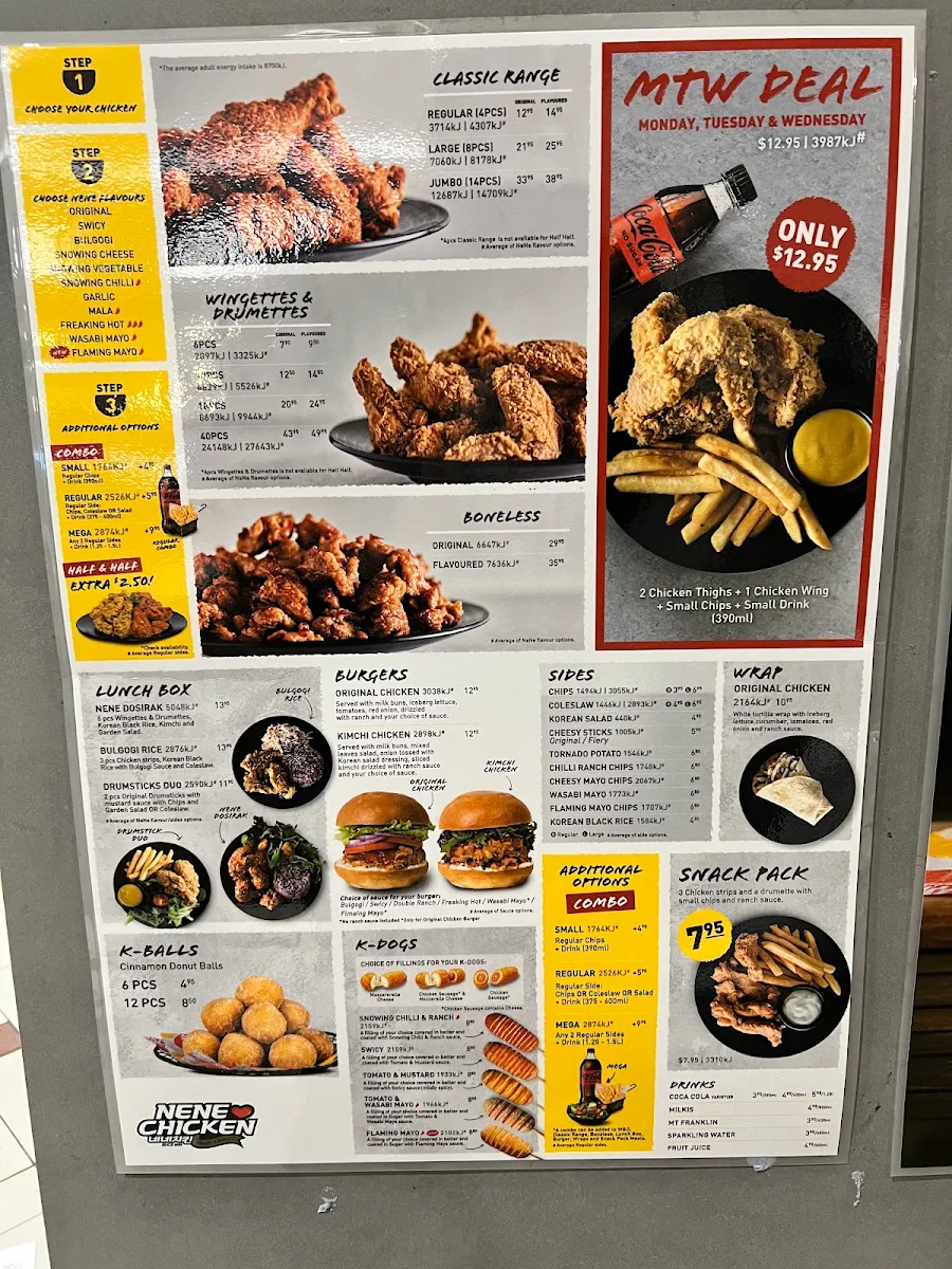 Menu, NeNe Chicken