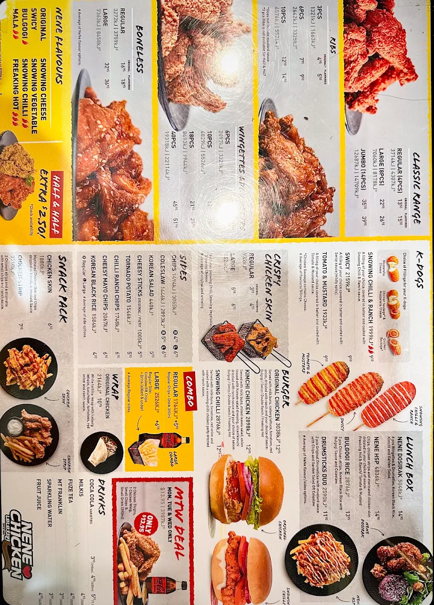 Menu, NeNe Chicken