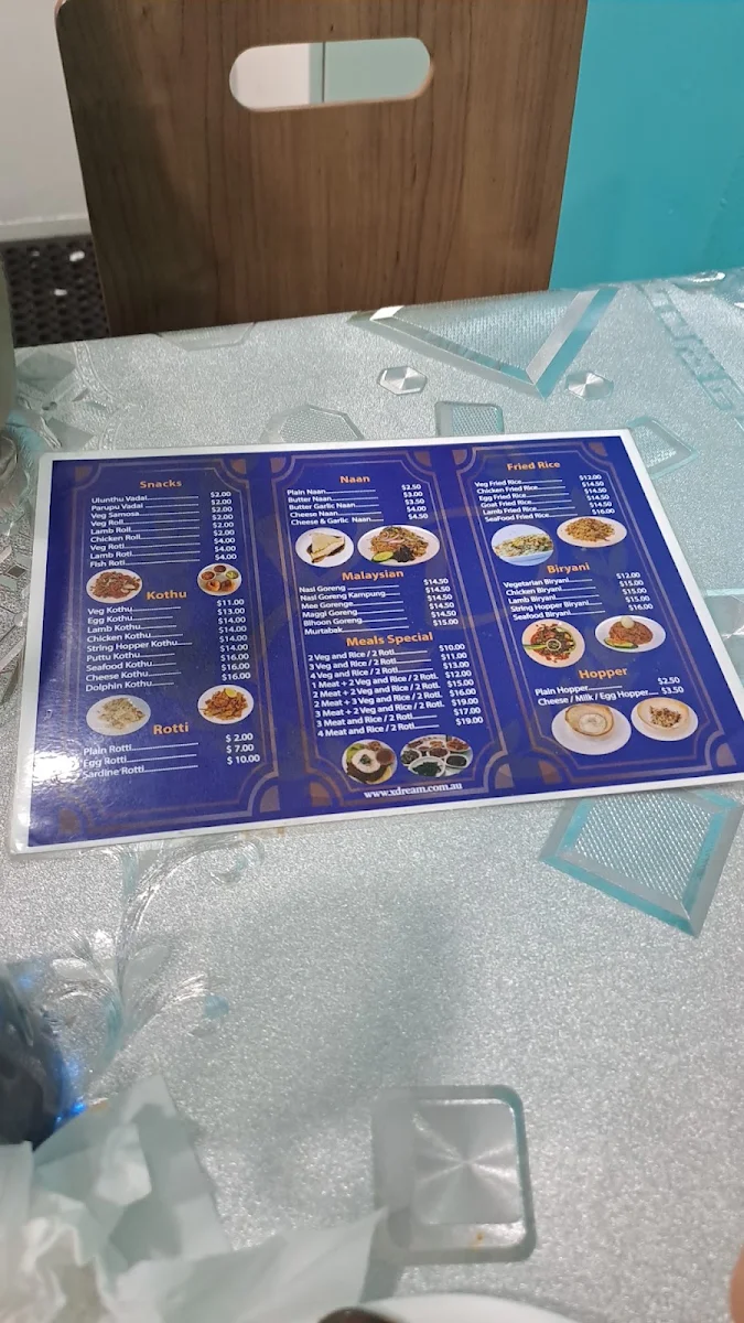 Menu, Xdream Dine In And Take Away