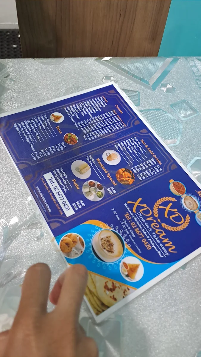 Menu, Xdream Dine In And Take Away