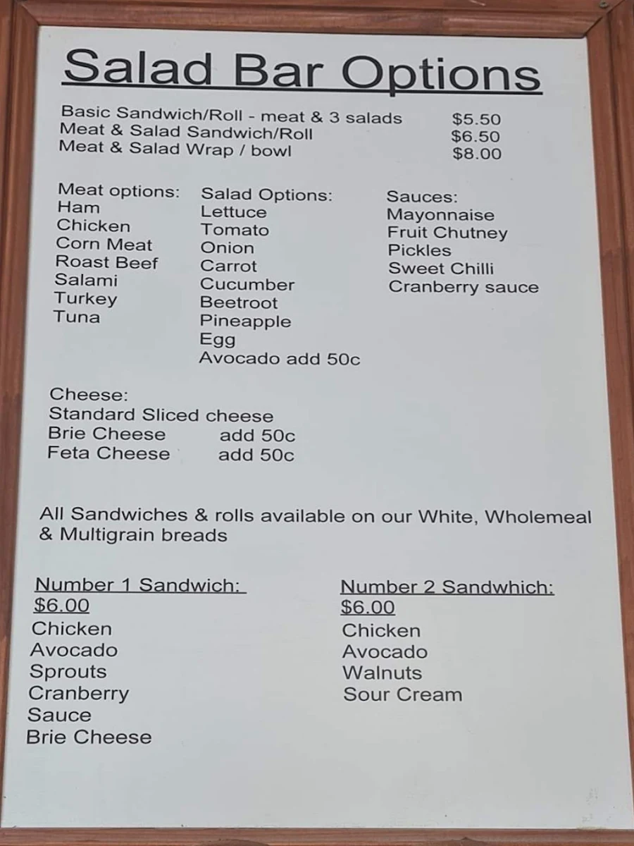 Menu, Mace's Hot Bread