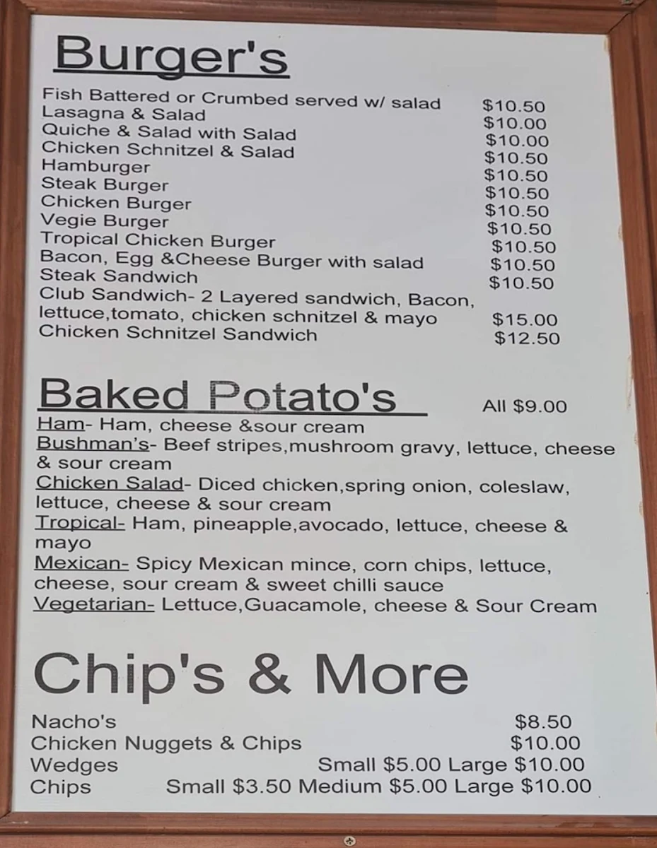 Menu, Mace's Hot Bread