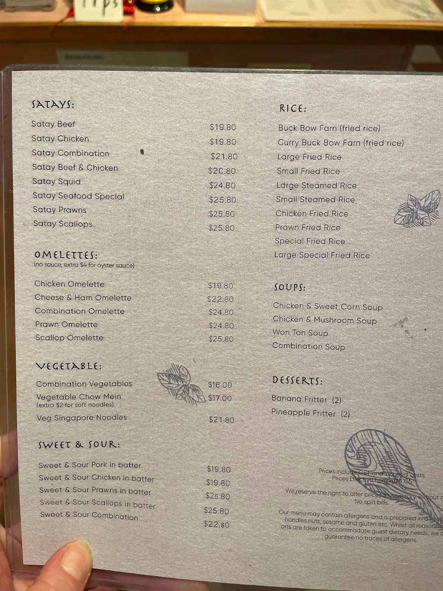 Menu, Lee How Fook Restaurant