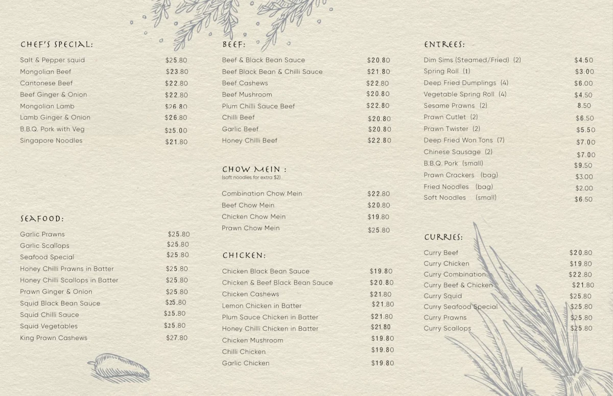 Menu, Lee How Fook Restaurant