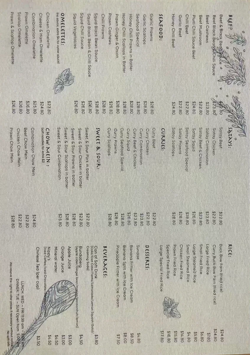 Menu, Lee How Fook Restaurant