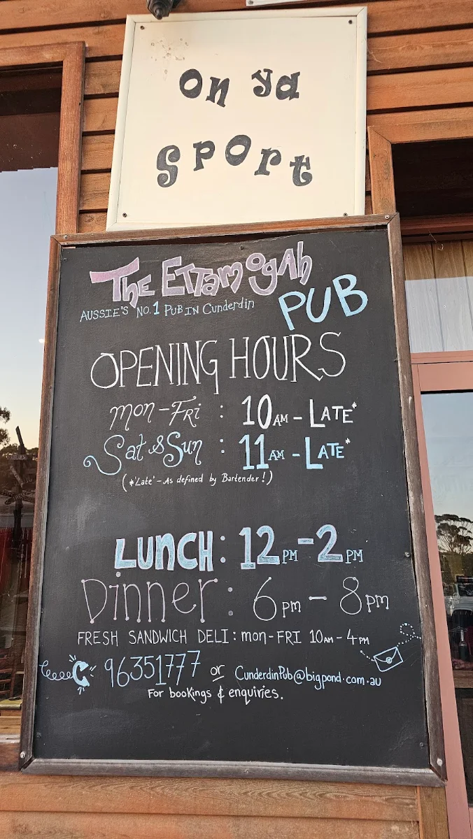 Menu, Cunderdin - Ettamogah Pub