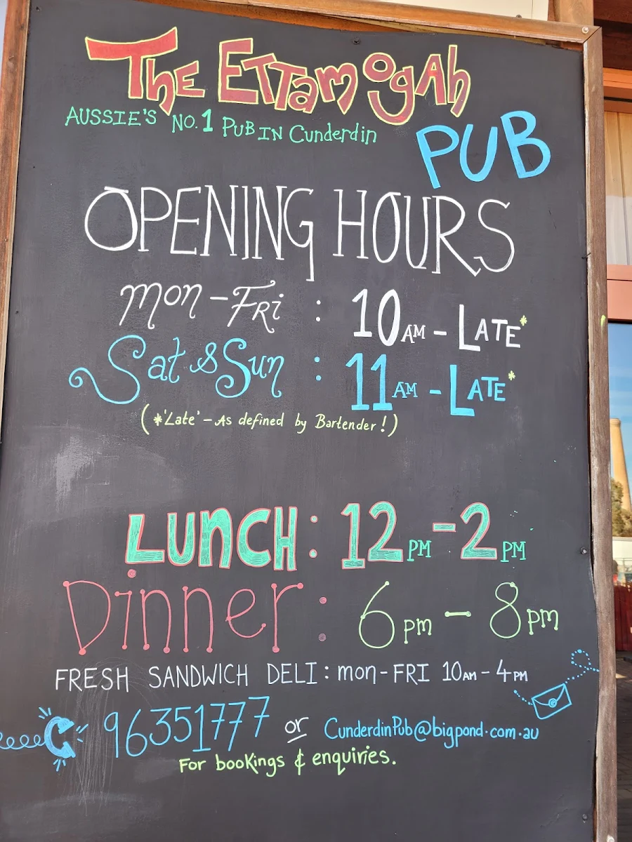 Menu, Cunderdin - Ettamogah Pub