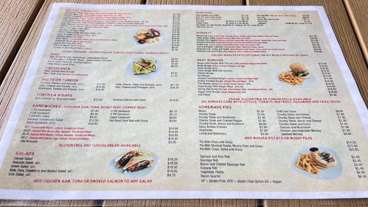 Menu, The Outpost Cafe