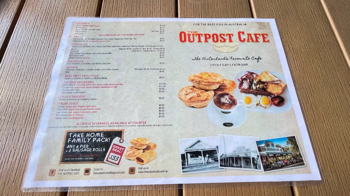 Menu, The Outpost Cafe
