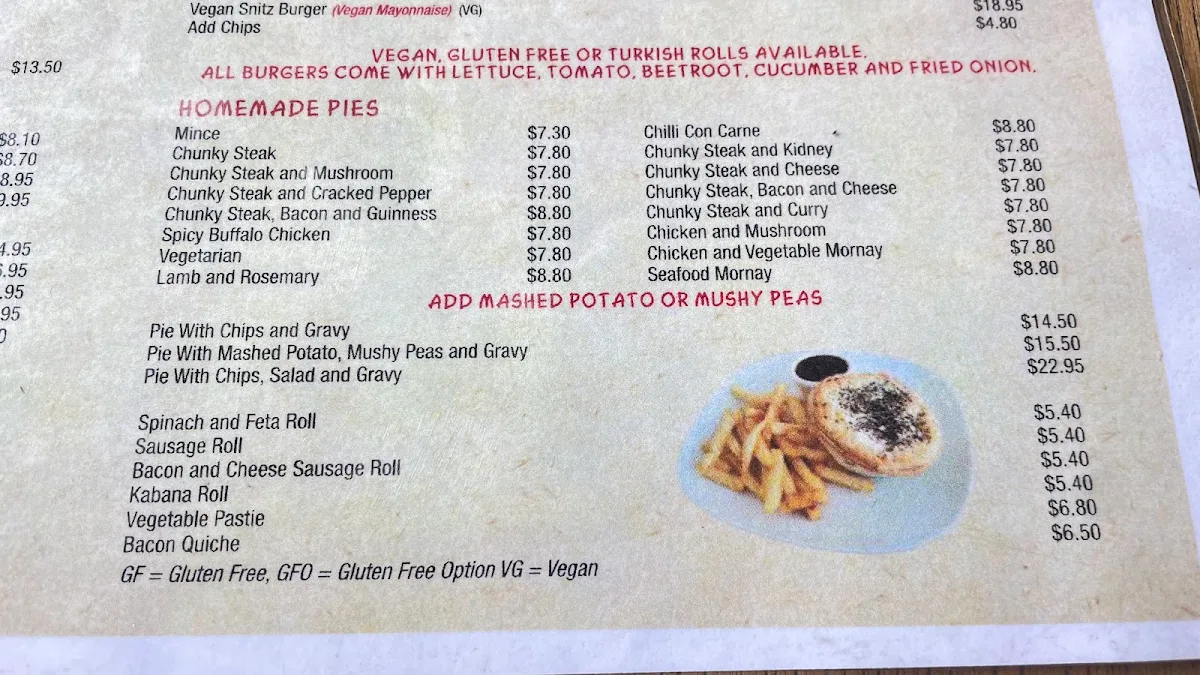 Menu, The Outpost Cafe