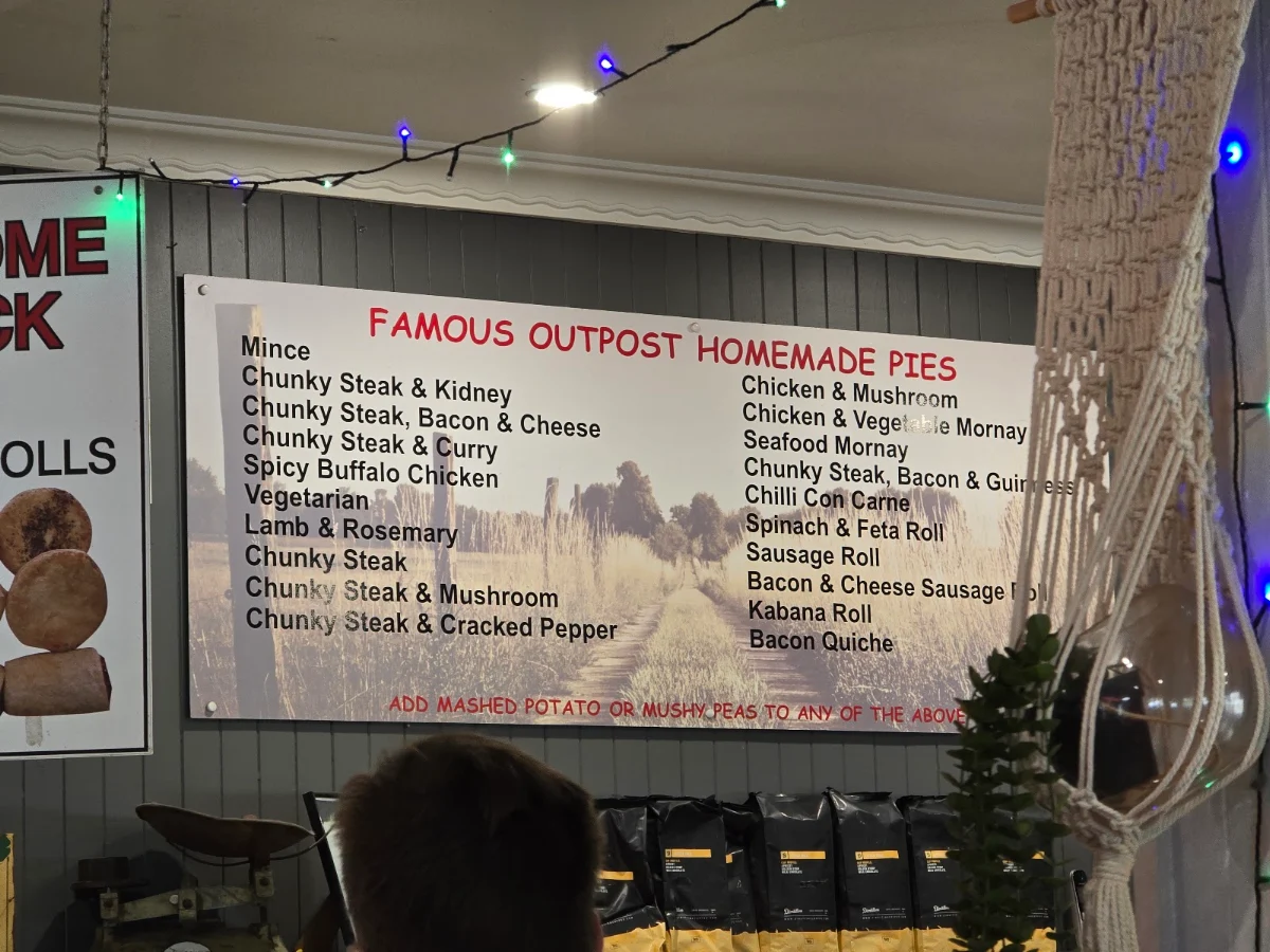 Menu, The Outpost Cafe