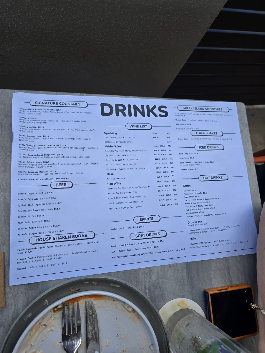 Menu, Stav’s Kantina