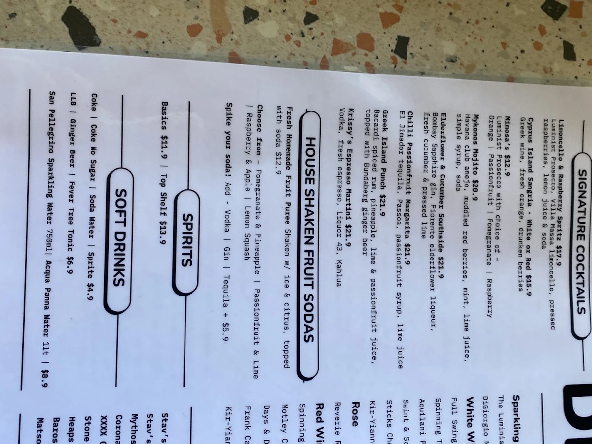 Menu, Stav’s Kantina