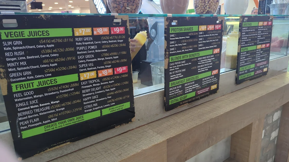 Menu, Top Juice Stanhope