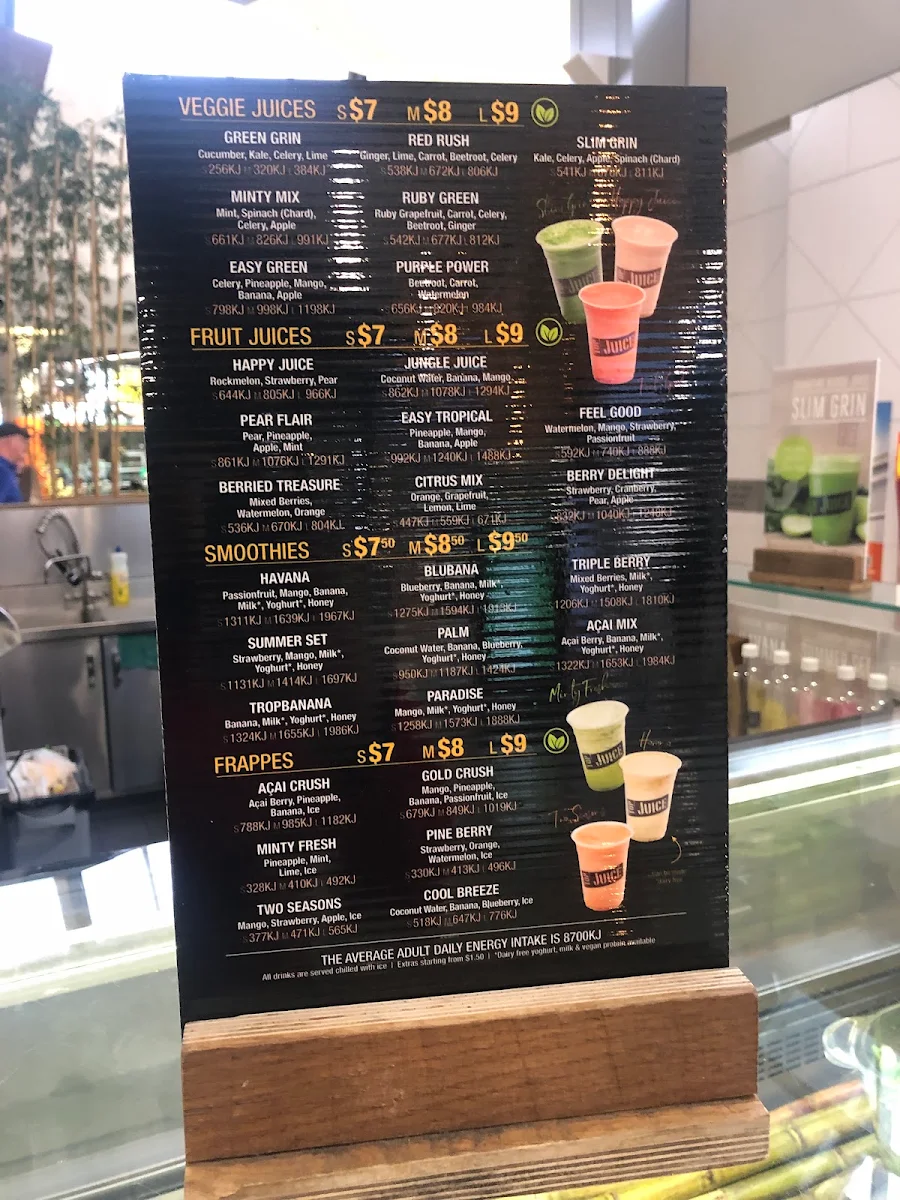 Menu, Top Juice Stanhope