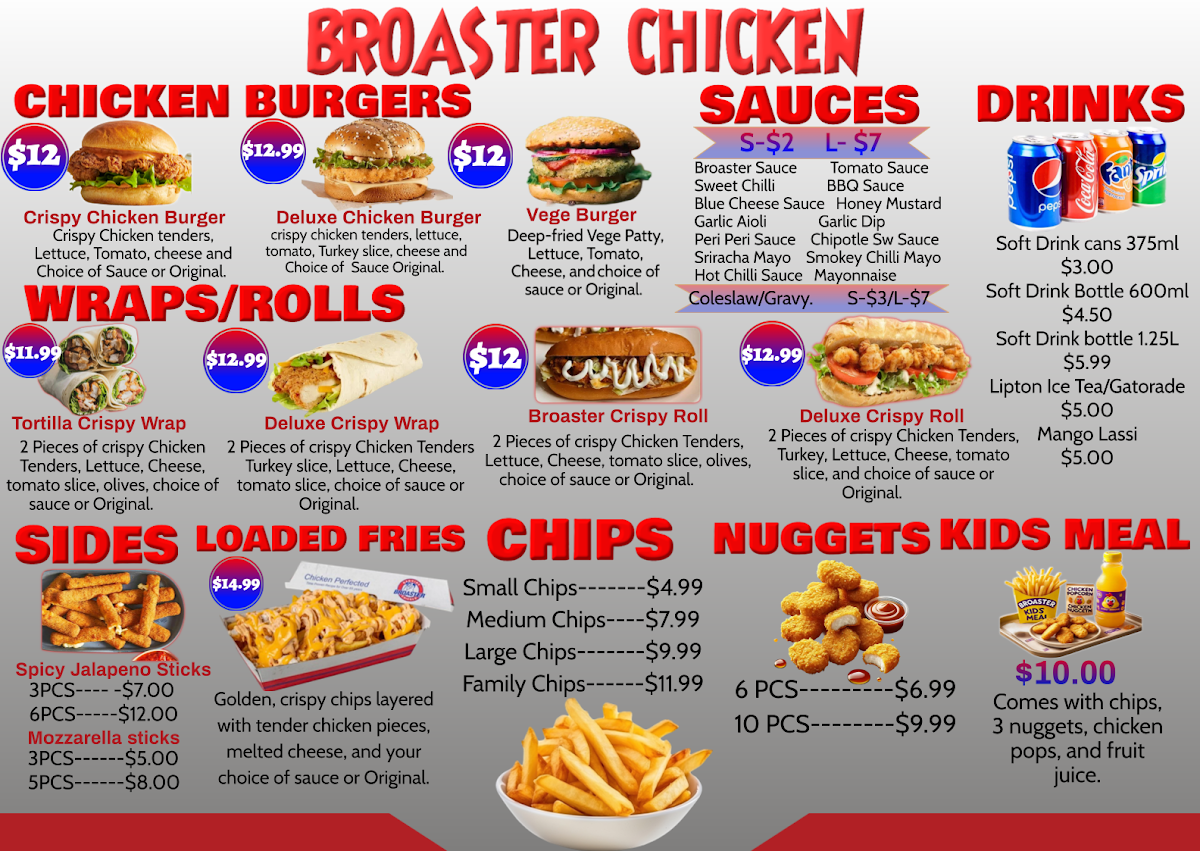 Menu, Broaster Chicken Penrith