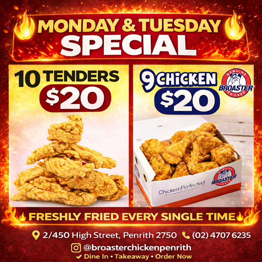 Menu, Broaster Chicken Penrith