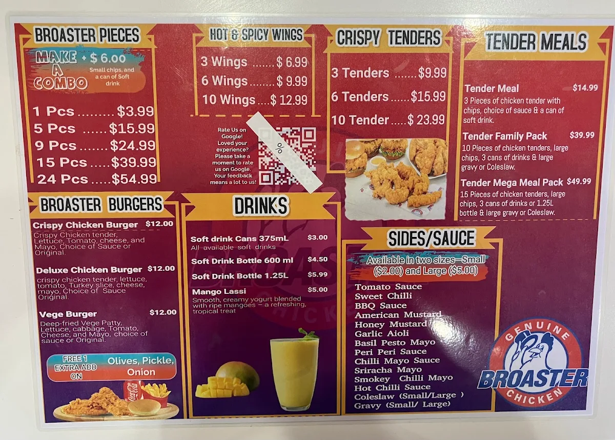 Menu, Broaster Chicken Penrith