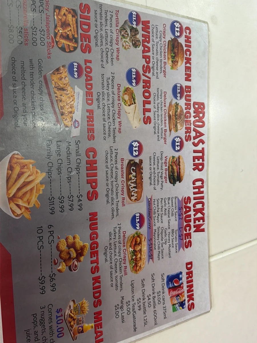 Menu, Broaster Chicken Penrith
