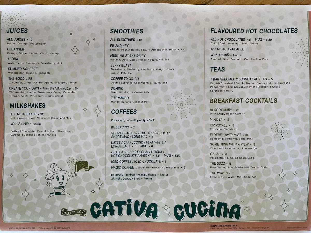 Menu, Cativa Cucina