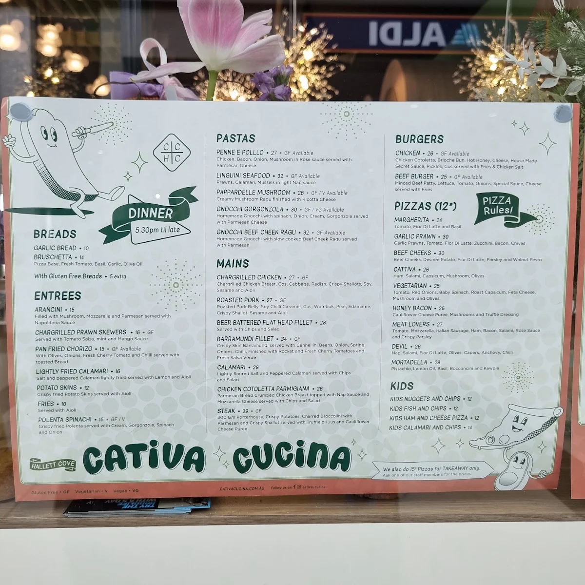 Menu, Cativa Cucina