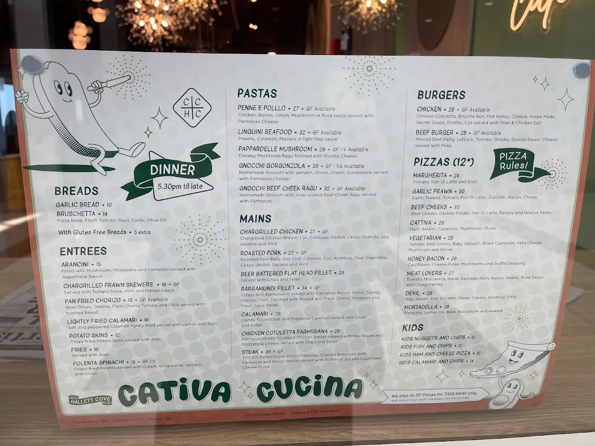 Menu, Cativa Cucina