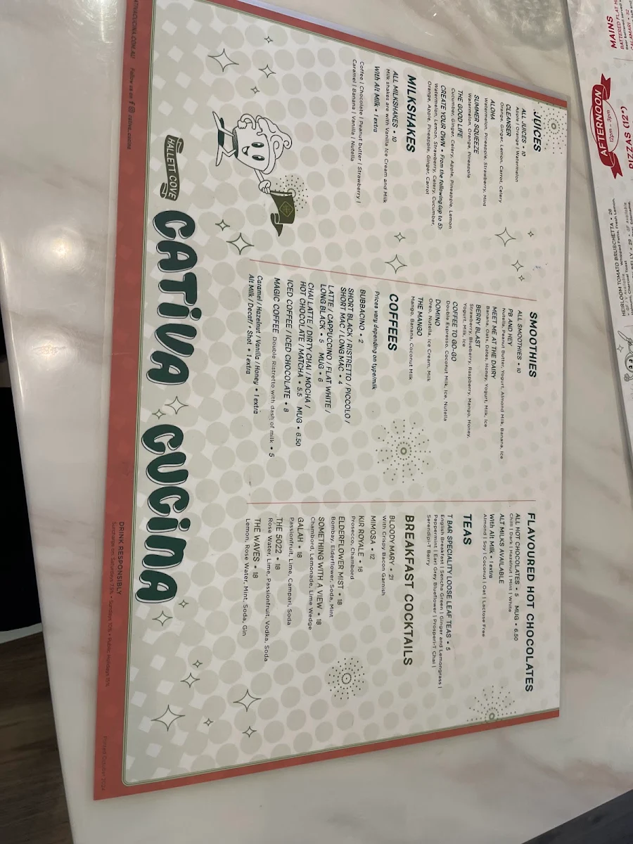 Menu, Cativa Cucina
