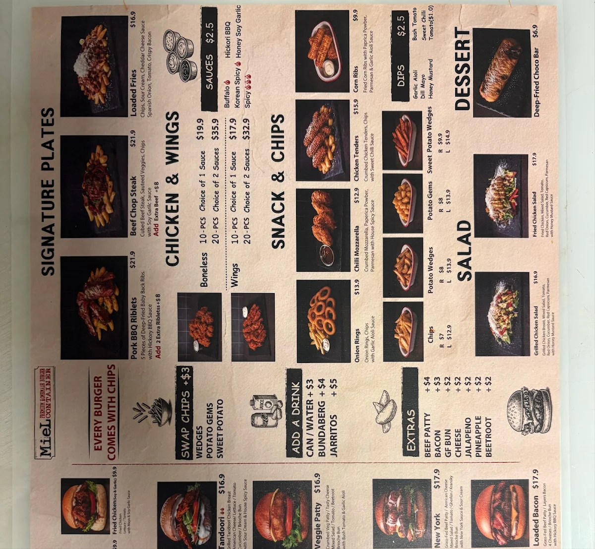 Menu, Miel Container Runcorn