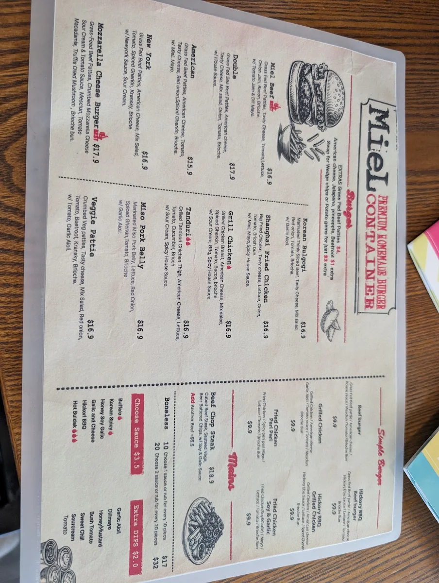 Menu, Miel Container Runcorn