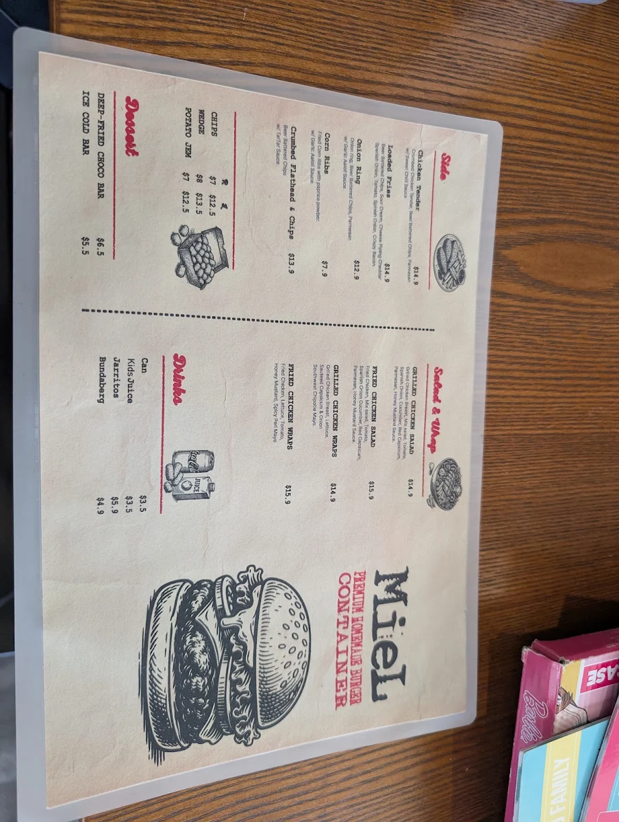Menu, Miel Container Runcorn
