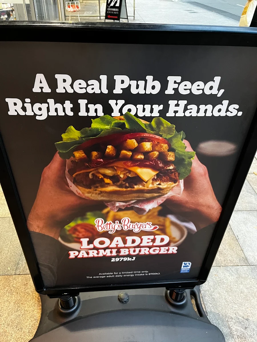 Menu, Betty's Burgers