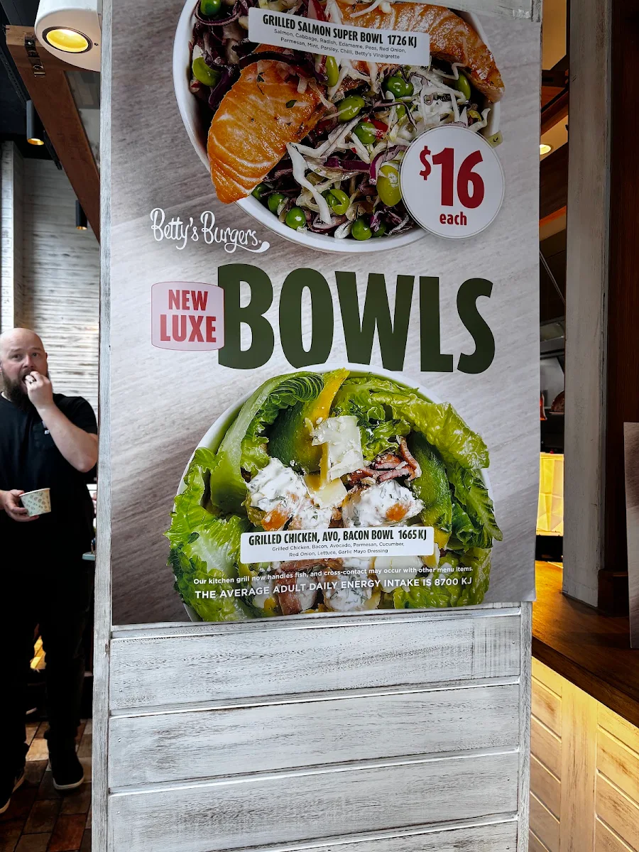 Menu, Betty's Burgers
