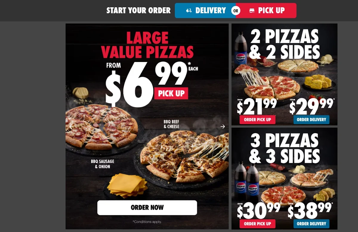 Menu, Domino's Pizza Strathdale
