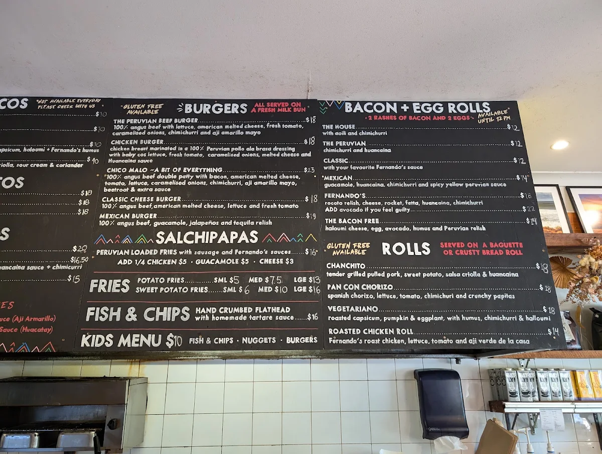 Menu, Fernando’s Peruvian Rotisserie