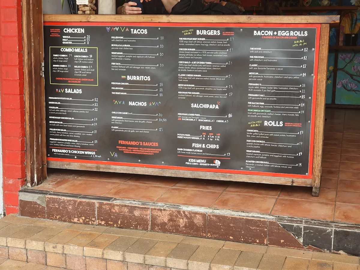 Menu, Fernando’s Peruvian Rotisserie