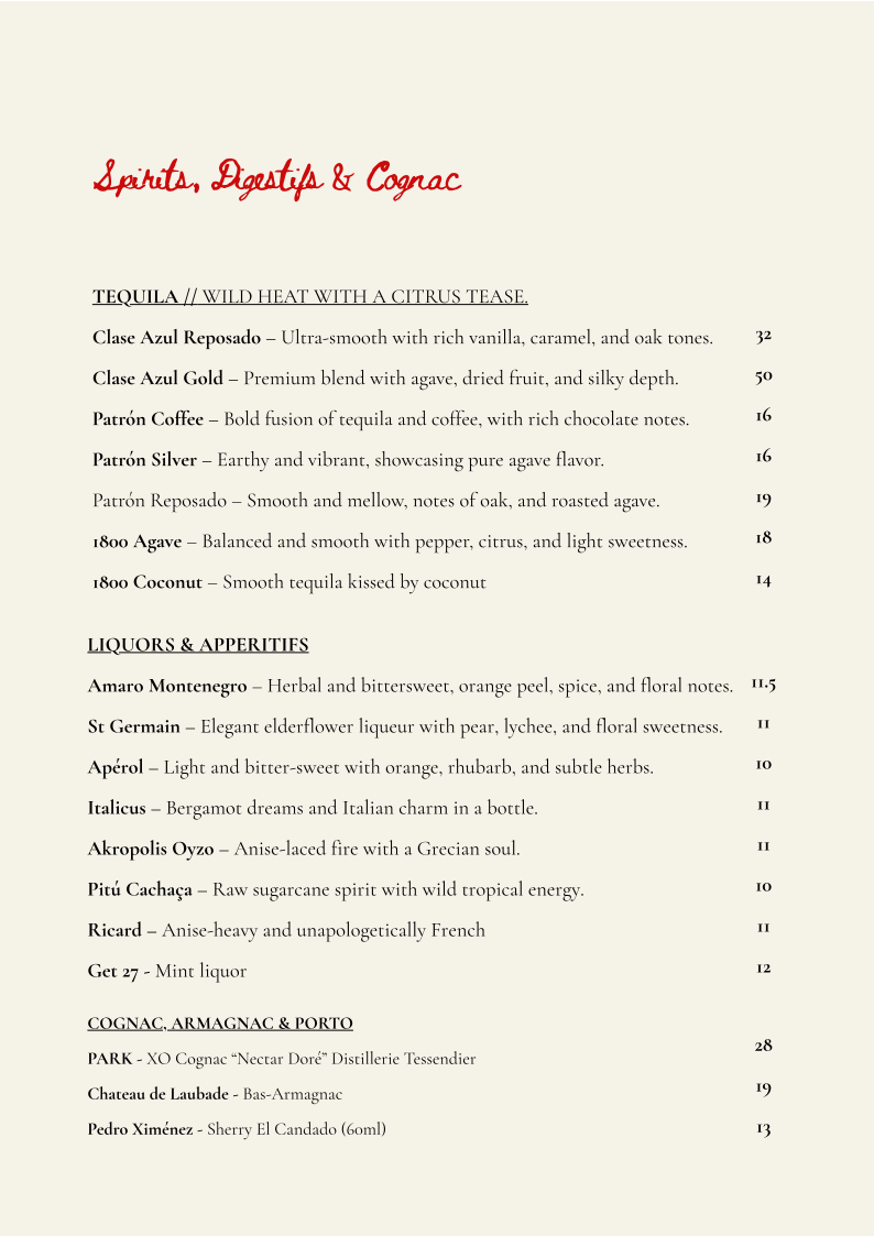 Menu, Lucien - Wine Bar