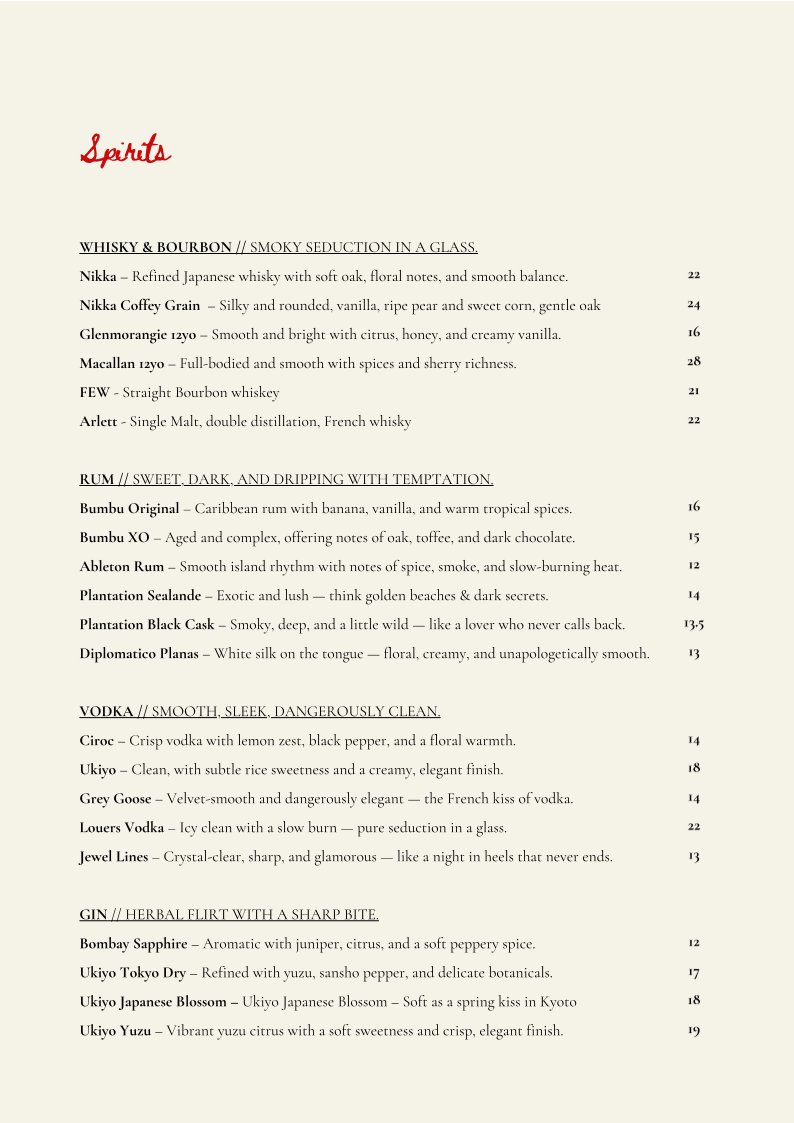 Menu, Lucien - Wine Bar