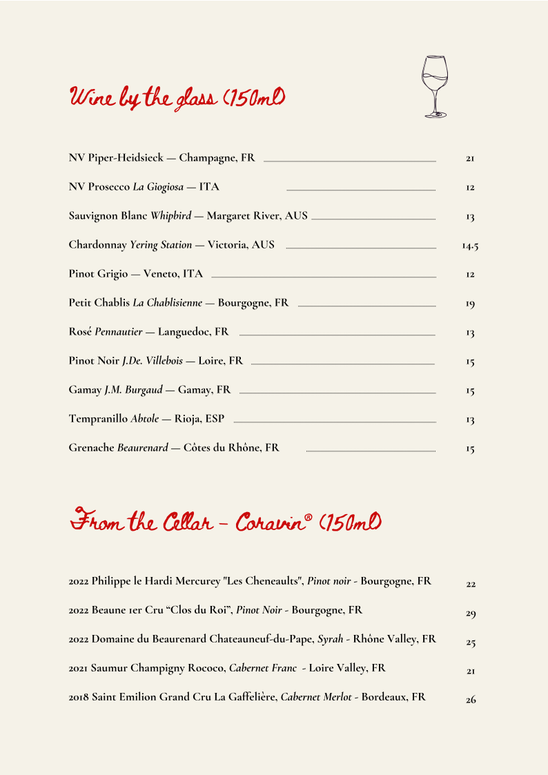 Menu, Lucien - Wine Bar